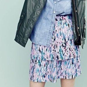 J. CREW tiered pleated watercolor mini skirt 4 E0987